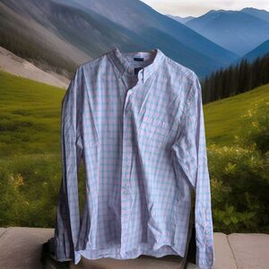 J Crew Shirt Men's XL Slim Fit  Plaid Flex Washed  Pink Blue preppy EXC‎ Button